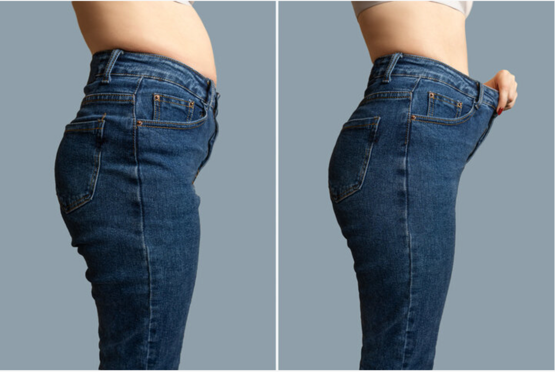 Women lost weight stomach photo showing inches dropped